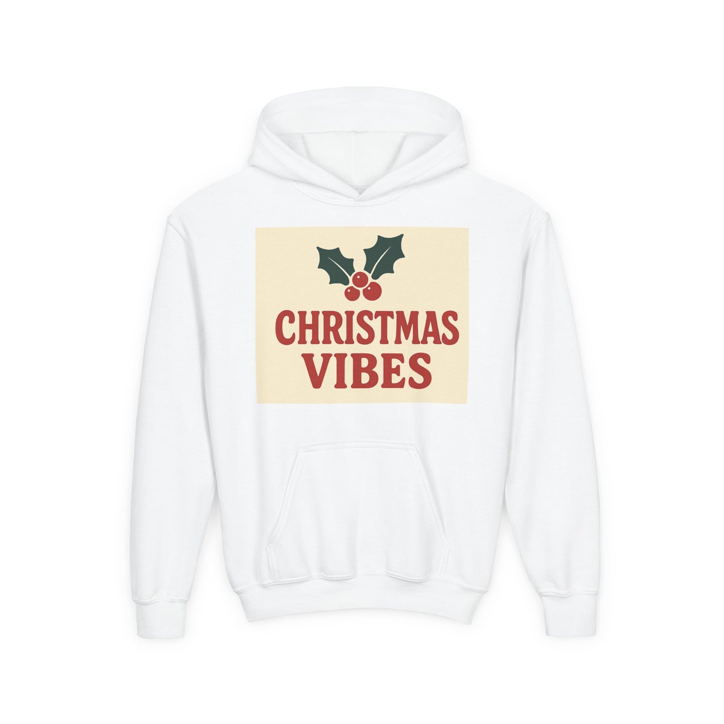 Youth Christmas Vibes Hoodie, Holiday Sweatshirt, Festive Hoodie, Gift for Kids, Winter Apparel