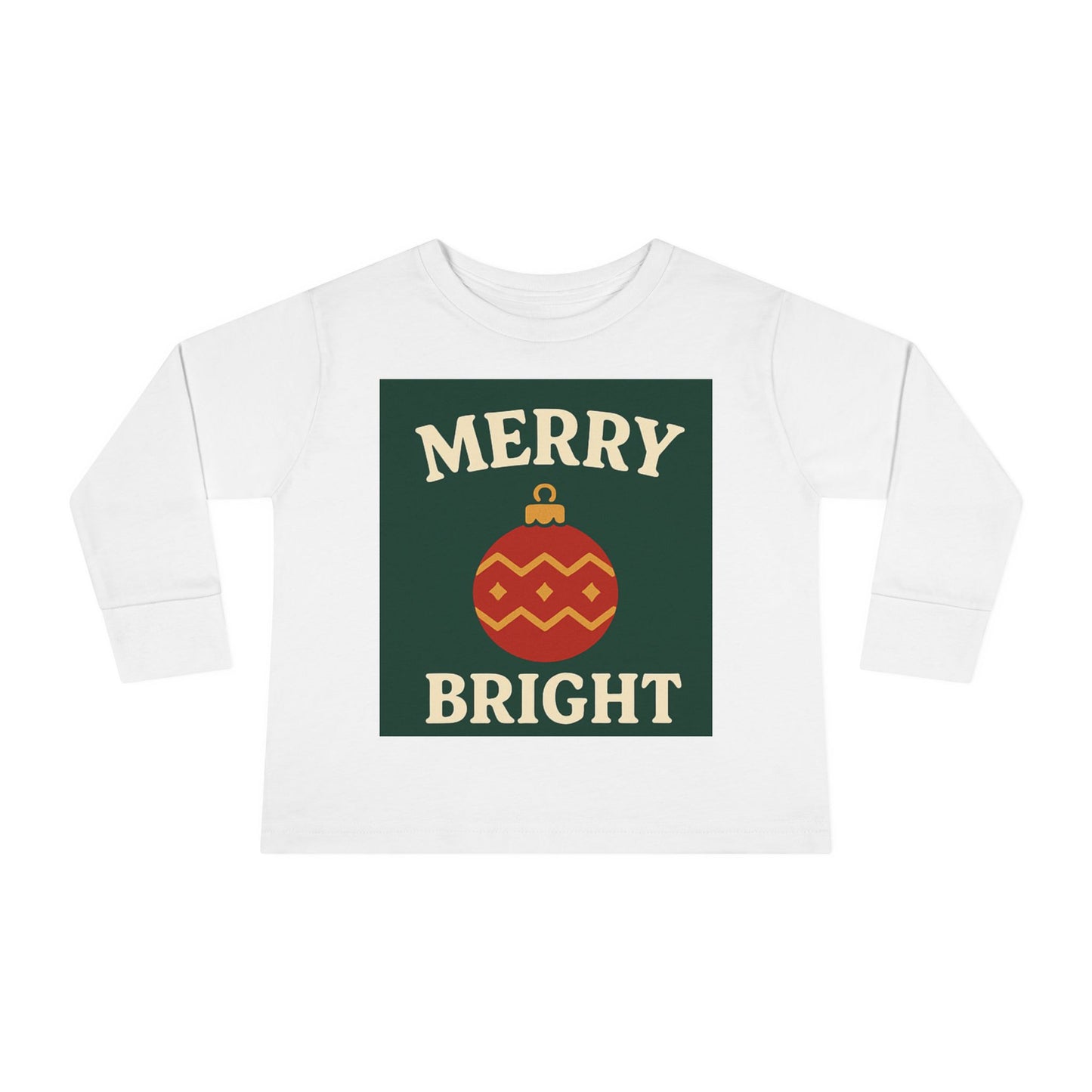 Toddler Long Sleeve Tee with Holiday Cheer, Merry Bright & Joy to the World, Christmas Gift, Cute Kids Apparel, Festive Toddler Shirt